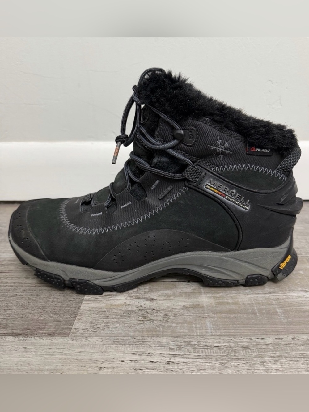 Merrell Winter Boots W’s Thermo Arc 6 Waterproof Polartec Black Leather-size 7